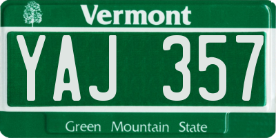 VT license plate YAJ357