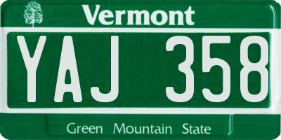 VT license plate YAJ358