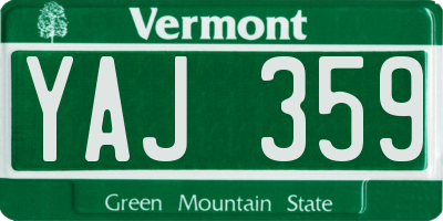 VT license plate YAJ359