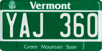 VT license plate YAJ360