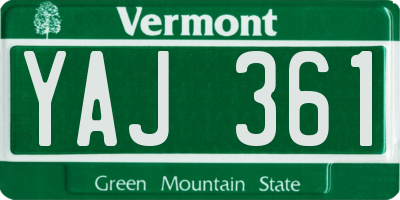 VT license plate YAJ361