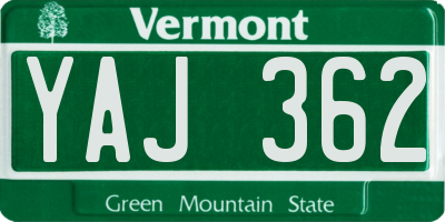 VT license plate YAJ362