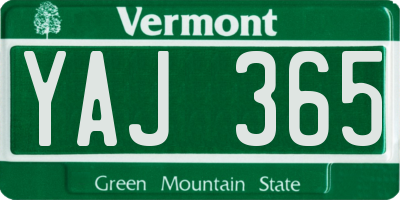 VT license plate YAJ365