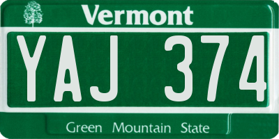 VT license plate YAJ374