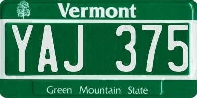 VT license plate YAJ375