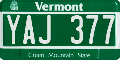 VT license plate YAJ377
