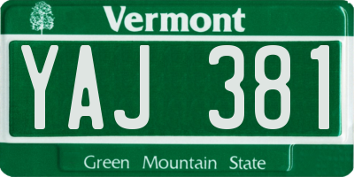 VT license plate YAJ381