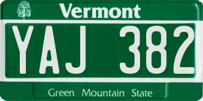 VT license plate YAJ382