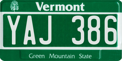 VT license plate YAJ386