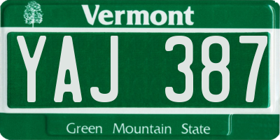 VT license plate YAJ387