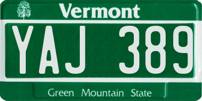 VT license plate YAJ389