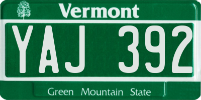 VT license plate YAJ392