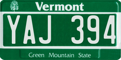 VT license plate YAJ394