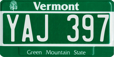 VT license plate YAJ397