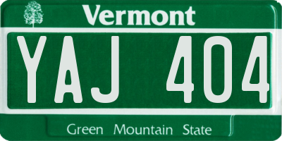 VT license plate YAJ404