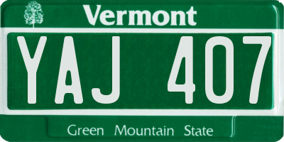 VT license plate YAJ407