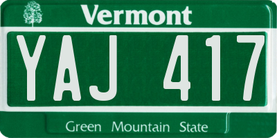 VT license plate YAJ417