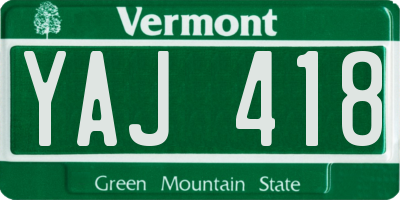 VT license plate YAJ418