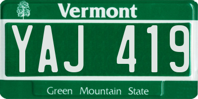 VT license plate YAJ419