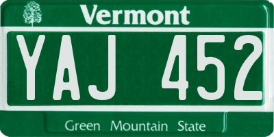 VT license plate YAJ452
