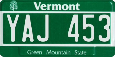 VT license plate YAJ453