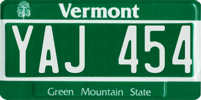 VT license plate YAJ454