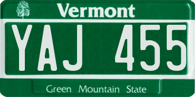 VT license plate YAJ455