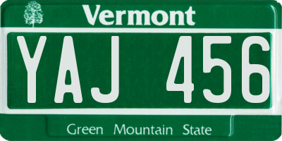 VT license plate YAJ456