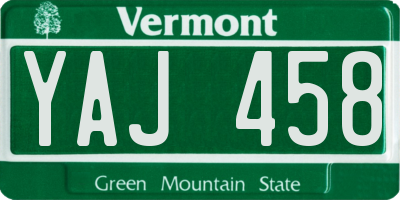VT license plate YAJ458