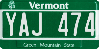 VT license plate YAJ474