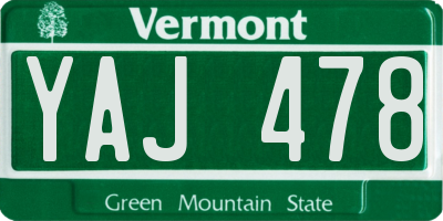 VT license plate YAJ478
