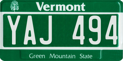 VT license plate YAJ494