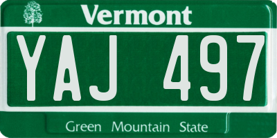 VT license plate YAJ497