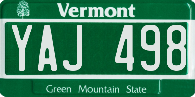 VT license plate YAJ498