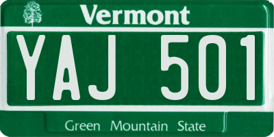 VT license plate YAJ501