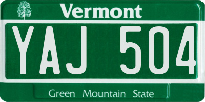 VT license plate YAJ504