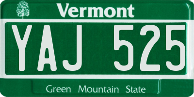 VT license plate YAJ525