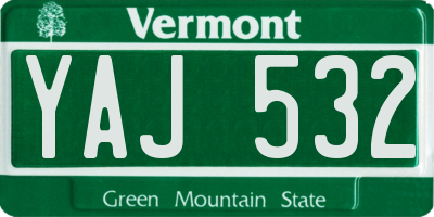 VT license plate YAJ532