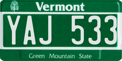 VT license plate YAJ533