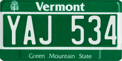VT license plate YAJ534