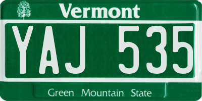 VT license plate YAJ535
