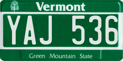 VT license plate YAJ536