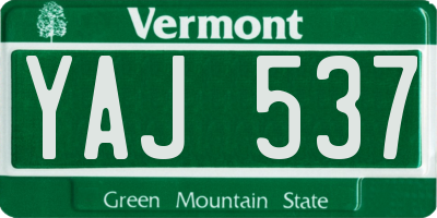 VT license plate YAJ537