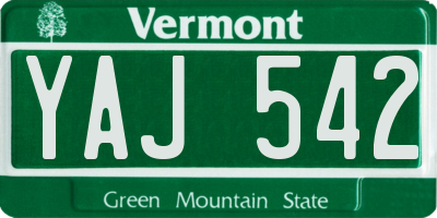 VT license plate YAJ542