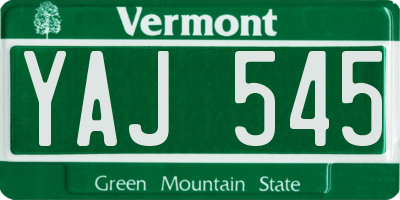 VT license plate YAJ545