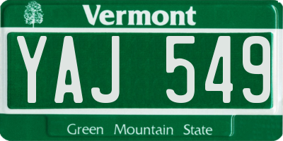 VT license plate YAJ549