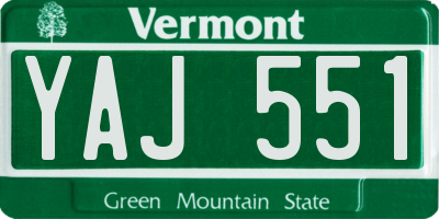 VT license plate YAJ551