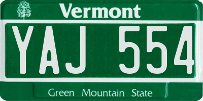 VT license plate YAJ554