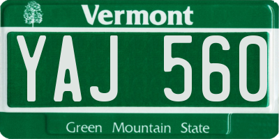 VT license plate YAJ560
