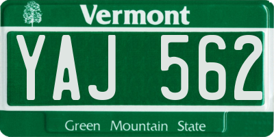 VT license plate YAJ562